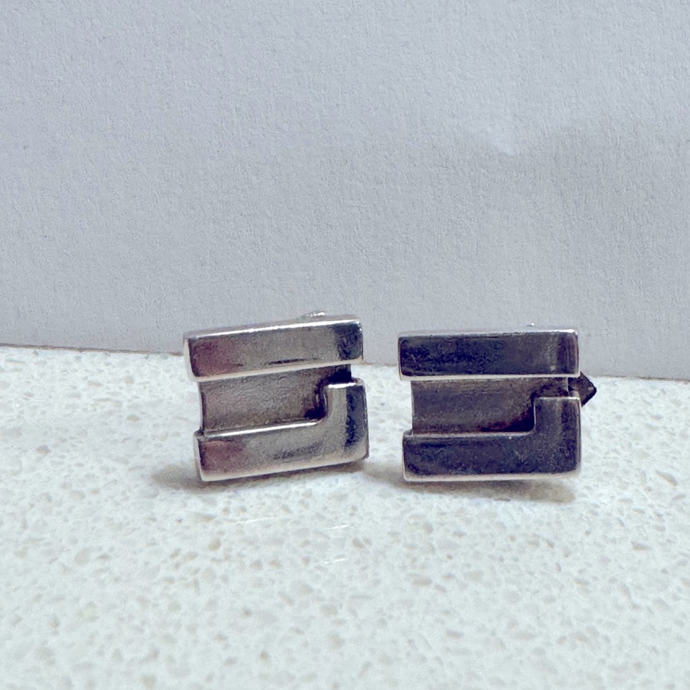 GUCCI G Logo Silver Earrings piercing SV925 Authentic Women's